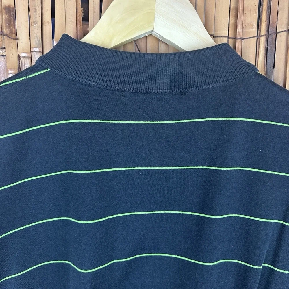 POLO Ralph Lauren Pima Cotton Black Green Stripe Pink Pony SS Preppy Shirt - XXL